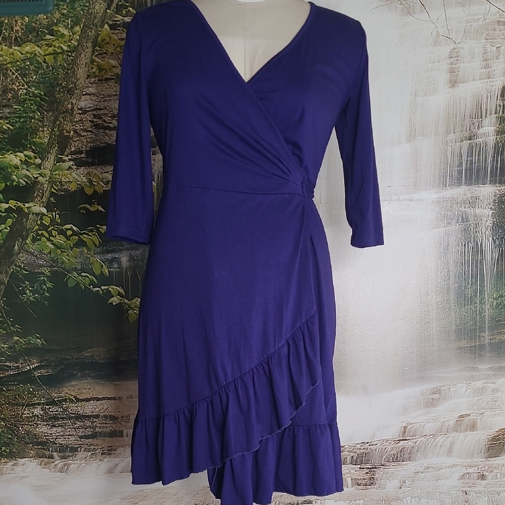 New with tags! Missky Womens Small blue wrap ruffle long sleeve midi dress
